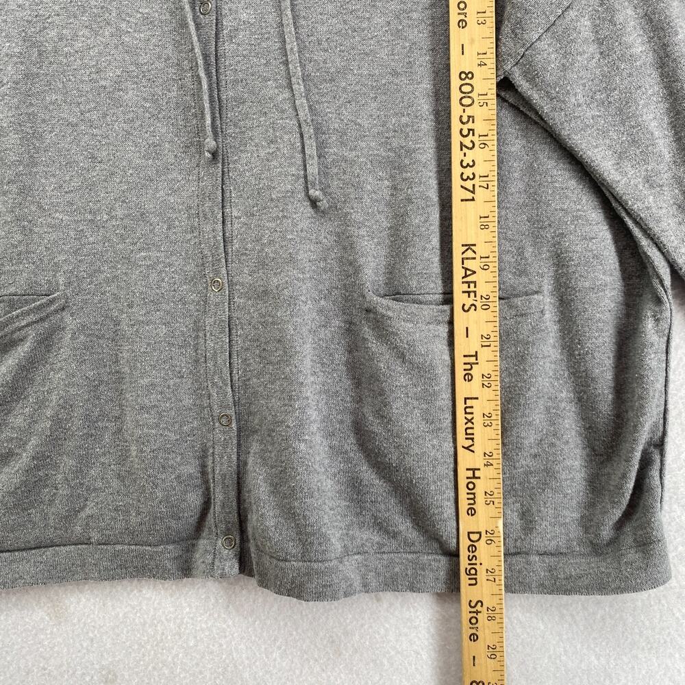 EILEEN FISHER Cardigan L Organic Cotton Snap Front Drawstring Sweater Gray - Picture 14 of 15